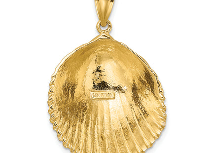 14K Textured Scallop Shell Charm, 37 x 23.05mm