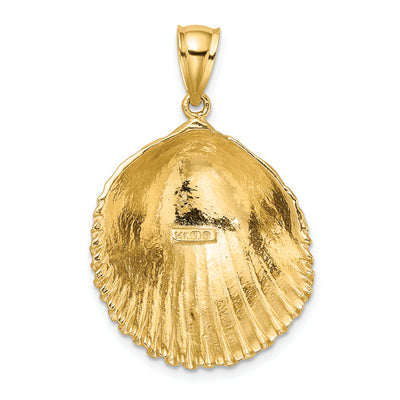 14K Textured Scallop Shell Charm, 37 x 23.05mm