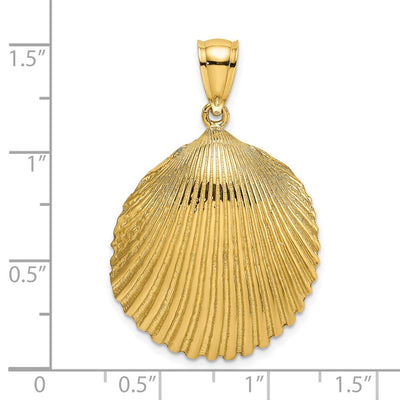 14K Textured Scallop Shell Charm, 37 x 23.05mm