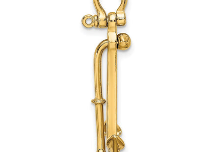 14K 3-D Polished Anchor 2 Piece and Moveable Charm (Style K7925)