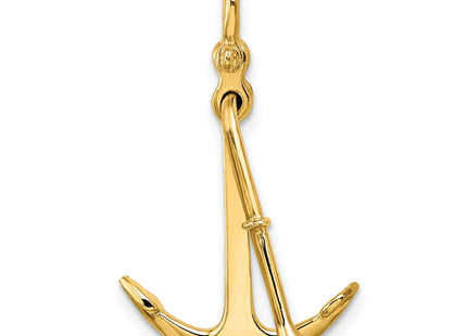 14K 3-D Polished Anchor 2 Piece and Moveable Charm (Style K7925)