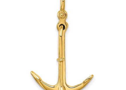 14K 3-D Polished Anchor 2 Piece and Moveable Charm (Style K7925)