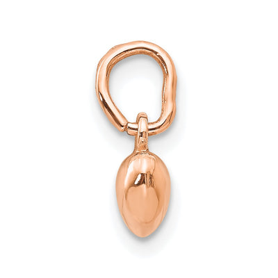 14K Rose Polished 3-D Puffed Heart Charm, 12 x 6mm