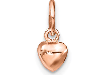 14K rose gold heart charm, another view