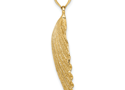14K Textured Scallop Shell Charm, 38 x 29.6mm