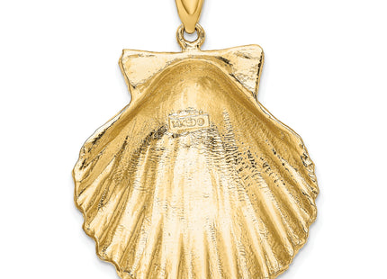 14K Textured Scallop Shell Charm, 38 x 29.6mm