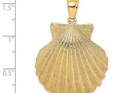 14K Textured Scallop Shell Charm, 38 x 29.6mm