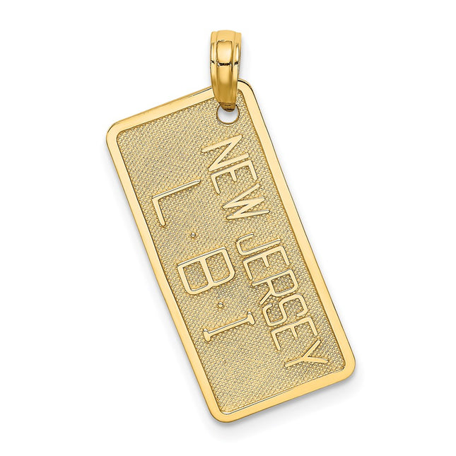 14K New Jersey-Lbi (Long Beach Island) License Plate Charm, 30.5 x 12.1mm