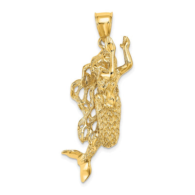 14K 3-D Textured Large Mermaid Charm