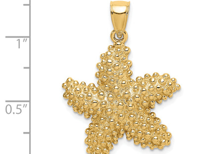 14K Textured Starfish Charm, 31 x 24.2mm