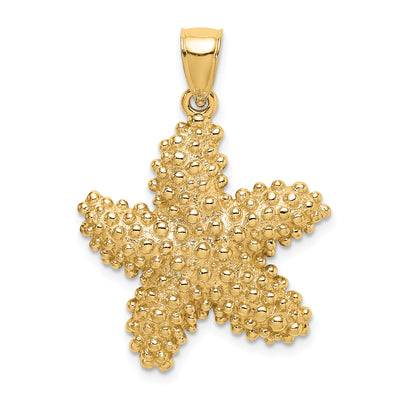 14K Textured Starfish Charm, 31 x 24.2mm