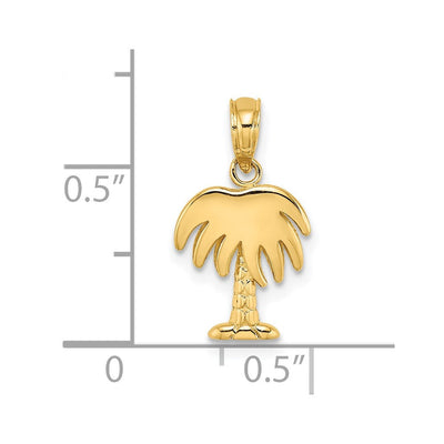 14K Charleston Palm Tree Charm, 18 x 10mm