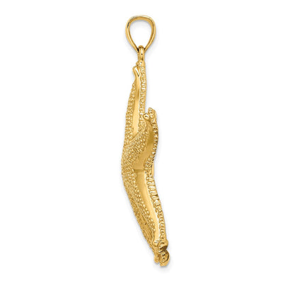 14K Textured Starfish Charm, 42 x 35.8mm