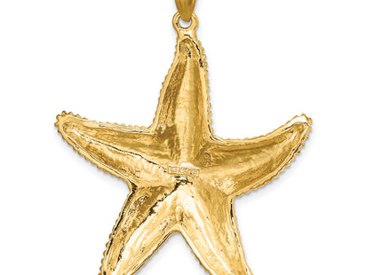 14K Textured Starfish Charm, 42 x 35.8mm