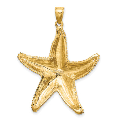 14K Textured Starfish Charm, 42 x 35.8mm