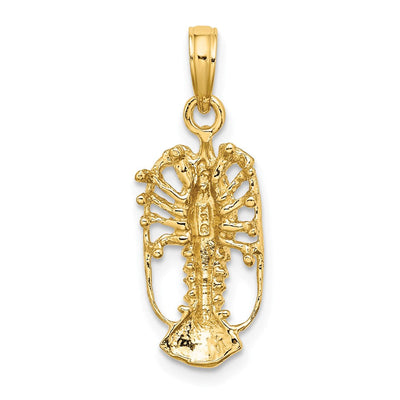 14K Florida Lobster with Out Claws Charm, 20 x 9.3mm