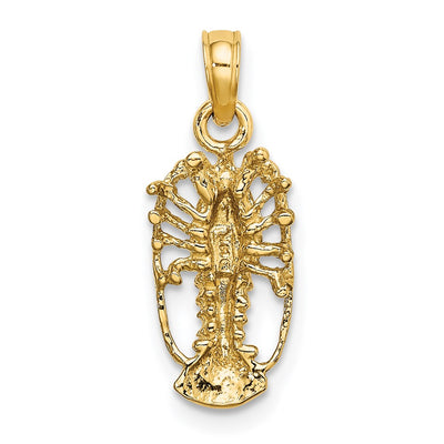 14K Florida Lobster with Out Claws Charm, 19 x 8mm