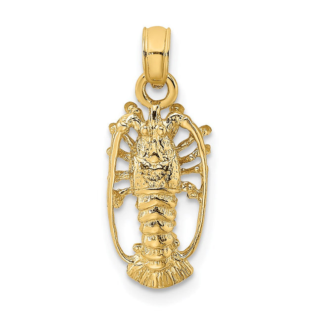 14K Florida Lobster with Out Claws Charm, 19 x 8mm