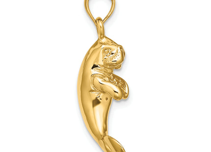 14K 3-D Polished Manatee Charm, 20.9 x 7.4mm