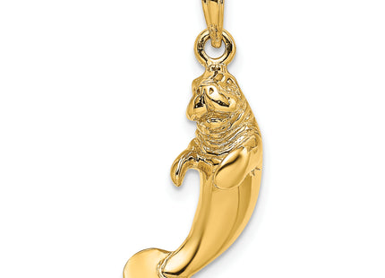 14K 3-D Polished Manatee Charm, 20.9 x 7.4mm