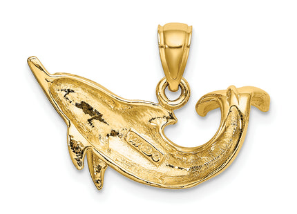 14k Polished Dolphin Charm, 19.15 x 24.7mm