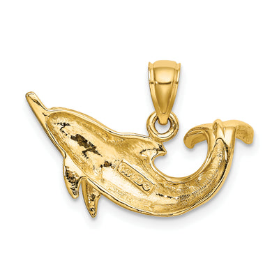 14K Polished Dolphin Charm, 19.15 x 24.7mm