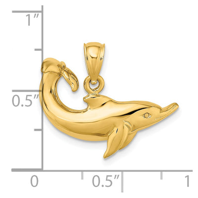 14K Polished Dolphin Charm, 19.15 x 24.7mm
