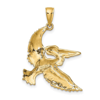 14K Flying Pelican Charm, 28.3 x 24.2mm