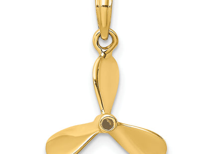 14K 3-D w/ 3 Blades Propeller Charm, 19.85 x 14.4mm