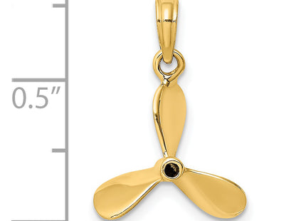 14K 3-D w/ 3 Blades Propeller Charm, 19.85 x 14.4mm