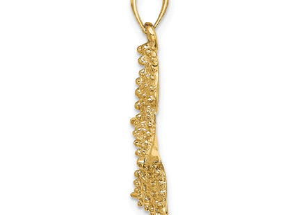 14K Textured Starfish Charm, 28 x 22.8mm