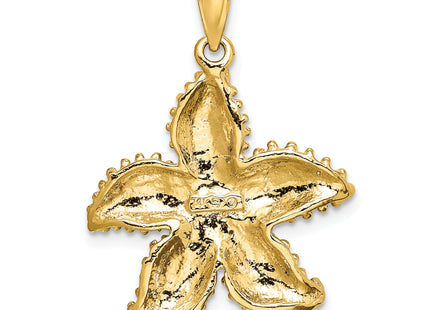 14K Textured Starfish Charm, 28 x 22.8mm