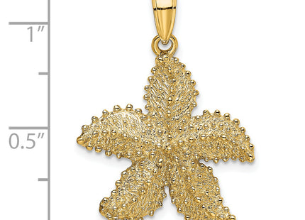 14K Textured Starfish Charm, 28 x 22.8mm