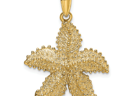 14K Textured Starfish Charm, 28 x 22.8mm