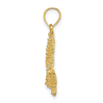 14K Textured Starfish Charm, 24 x 12mm