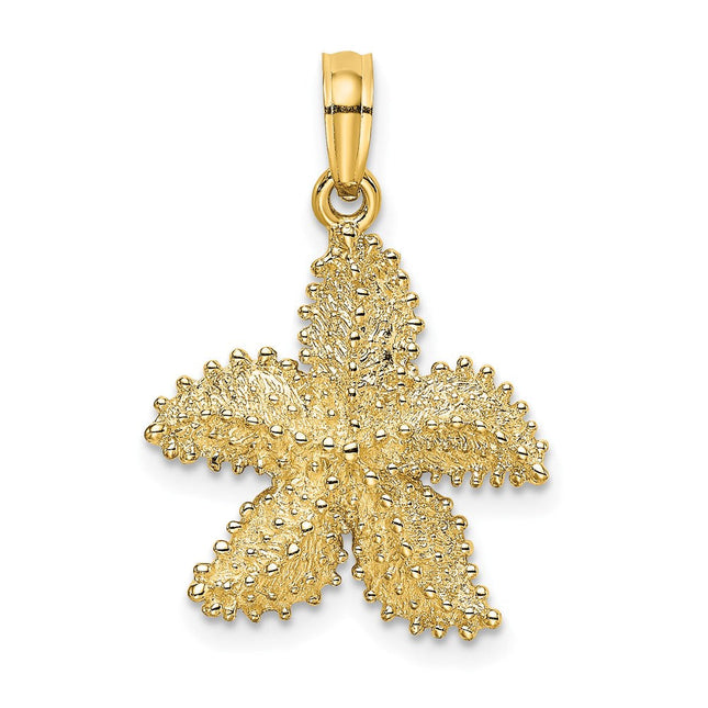 14K Textured Starfish Charm, 24 x 12mm