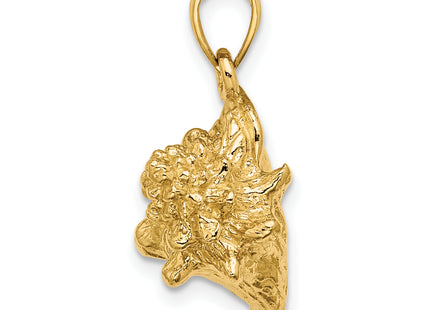 14K 3-D Conch Shell Charm, 24 x 19.65mm