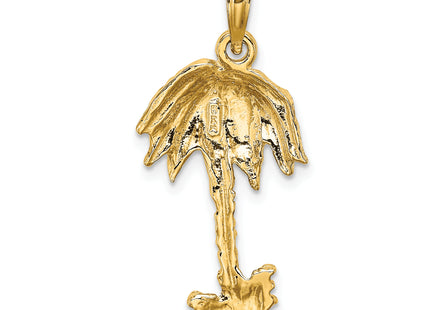 14K 2-D Textured Single Palm Tree Charm