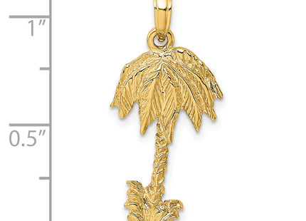 14K 2-D Textured Single Palm Tree Charm