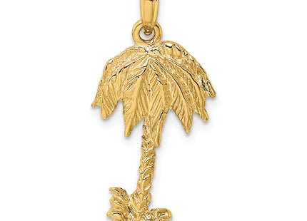 14K 2-D Textured Single Palm Tree Charm