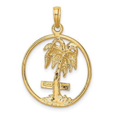 14K MARCO IS. Palm Tree Round Charm