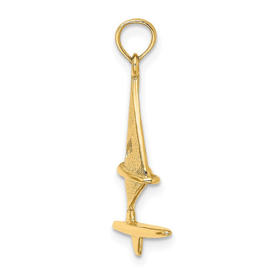 14K 3-D Textured Windsail Surfing Board Charm