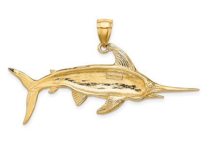 14K 2-D Polished/Satin Swordfish Charm
