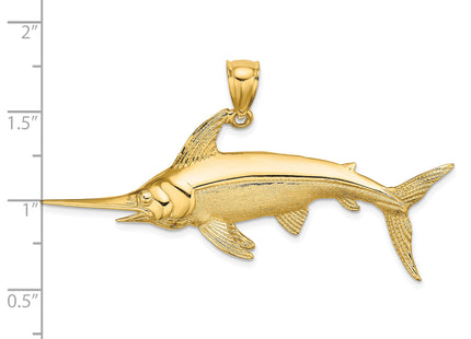 14K 2-D Polished/Satin Swordfish Charm