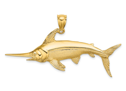 14K 2-D Polished/Satin Swordfish Charm
