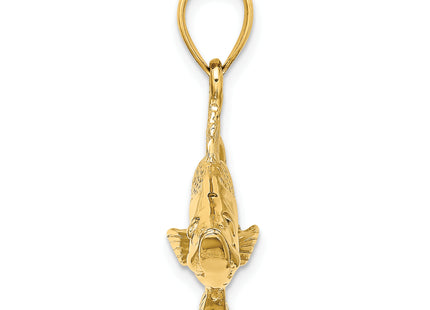 14K 3-D Tarpon Fish Charm, 17.7 x 40.35mm