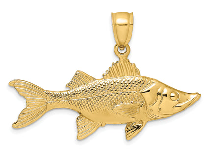 14K 3-D Tarpon Fish Charm, 17.7 x 40.35mm