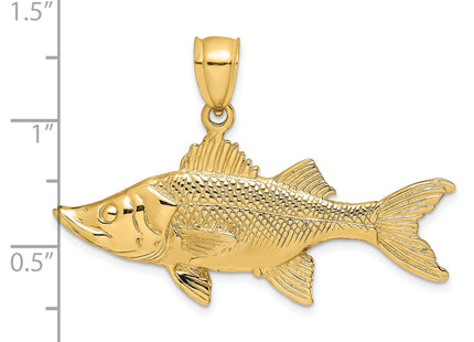 14K 3-D Tarpon Fish Charm, 17.7 x 40.35mm