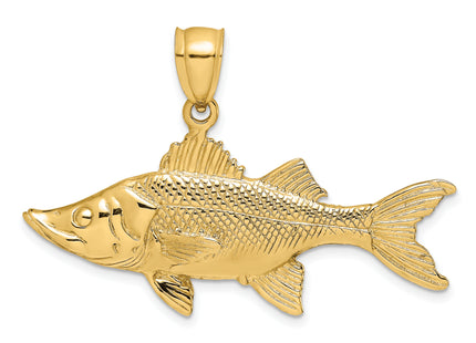 14K 3-D Tarpon Fish Charm, 17.7 x 40.35mm
