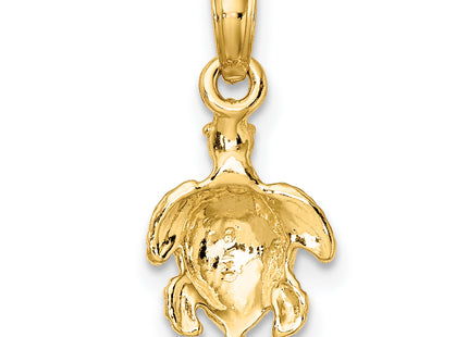 14K Textured Sea Turtle Charm, 16 x 8.8mm